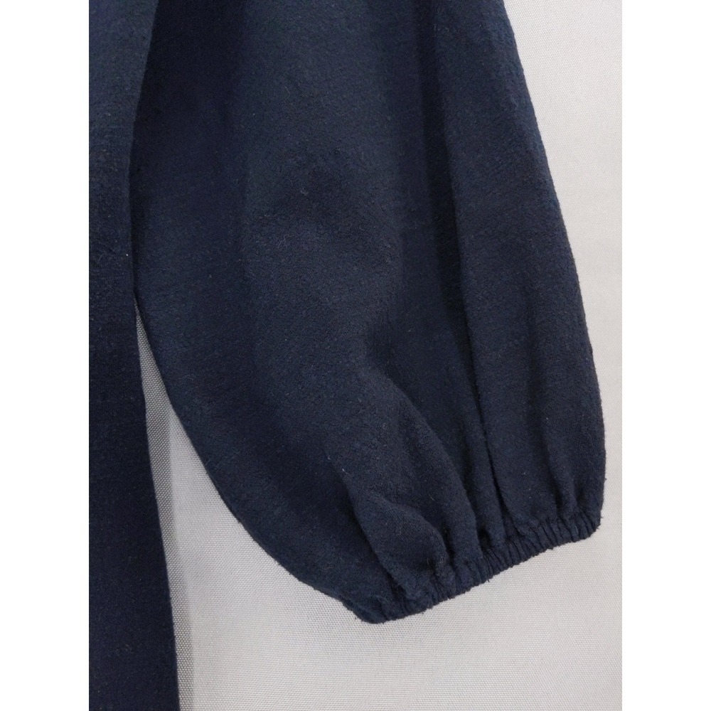 Free People FP Beach Dress Womens Medium Navy Blue Button Front Balloon Sleeve - Picture 4 of 11